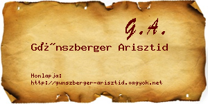 Günszberger Arisztid névjegykártya